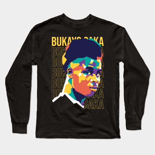 Bukayo Saka on WPAP art 1 Long Sleeve T-Shirt by pentaShop